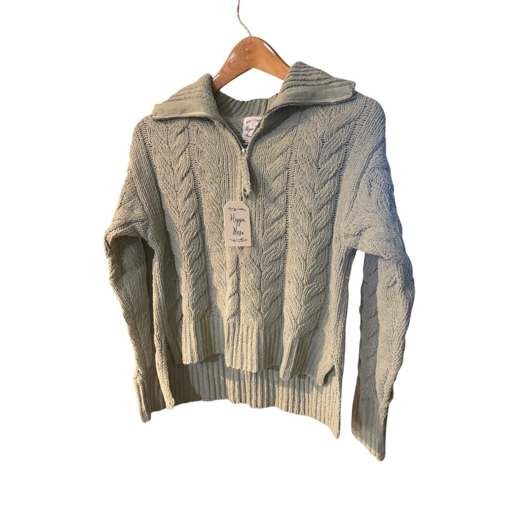 Hippie rose quarter zipped knitted sweater